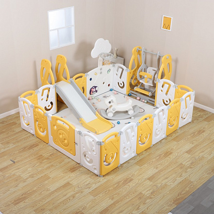 Манеж UNIX Kids SUPREME Music 200x240 Yellow с качелями