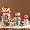 Матрёшка «Парочка», красный  платок,5 кукольная,  люкс