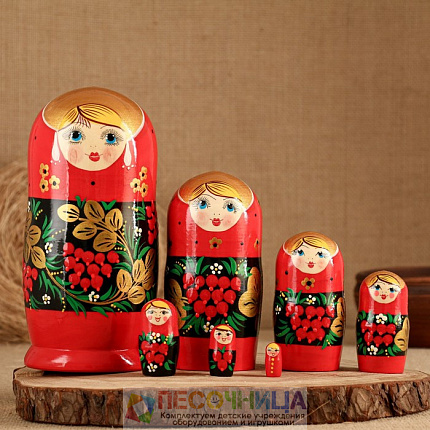 Матрёшка «Рябинка», белый платок, 7 кукольная, 22 см