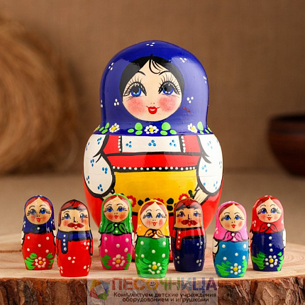 Матрешка "Веселая семейка" 15см, 8 предметов , ручная роспись
