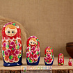 Матрёшка «Синий цветок», красный сарафан, 5 кукольная, 15 см