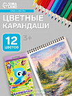Цветные карандаши 12 цветов ZOO, пластиковые, шестигранные