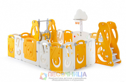 Манеж UNIX Kids SUPREME Music 200x240 Yellow с качелями