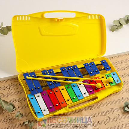 Металлофон Music Life, 25 тонов, футляр, 2 палочки, желтый