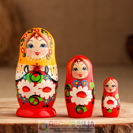 Матрешка "Ромашка с руками" 11см, 3 кукольная, ручная роспись