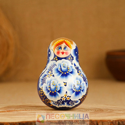 Неваляшка музыкальная 10 см, гжель