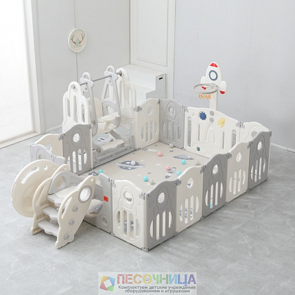 Манеж UNIX Kids SUPREME Space 200x240 Grey с качелями