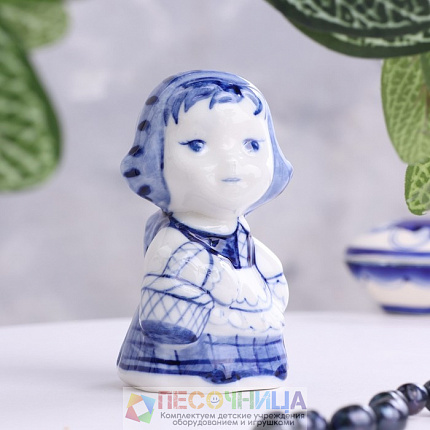 Народные промыслы. "Девочка", h-9,5 см. Роспись ГЖЕЛЬ