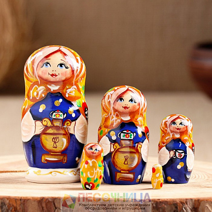 Матрешка  "Самовар", 5 кукольная, 10-11 см
