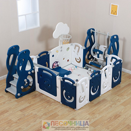 Манеж UNIX Kids SUPREME Music 160x160 Blue с качелями