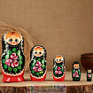 Матрёшка «Горошек», красное платье, 5 кукольная, 15 см