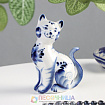 Народные промыслы. "Кошка Улыбка", 10х5х13 см. Роспись ГЖЕЛЬ