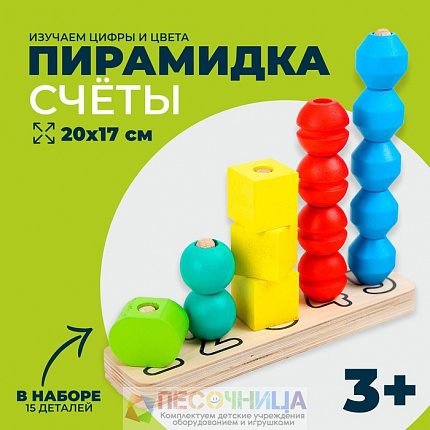 Пирамидка «Счёты», цветные